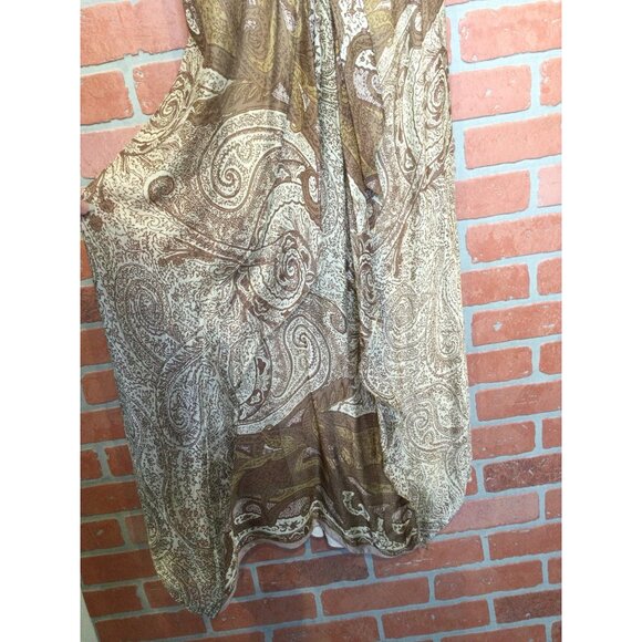 Rozae Nichols Silk Babydoll Maxi Dress Brown Paisley Sheer Goblin Forest Fairy - Picture 4 of 10